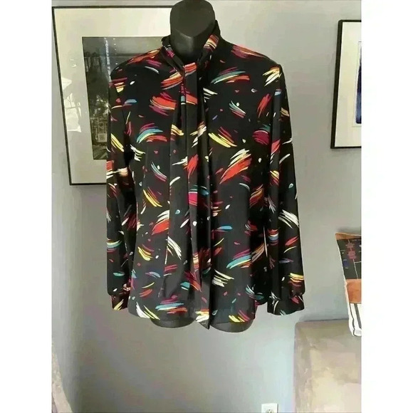 Vintage Tops - Vintage Long Sleeve Top Cos Cob Size Small? Super Cool Splash Of Color